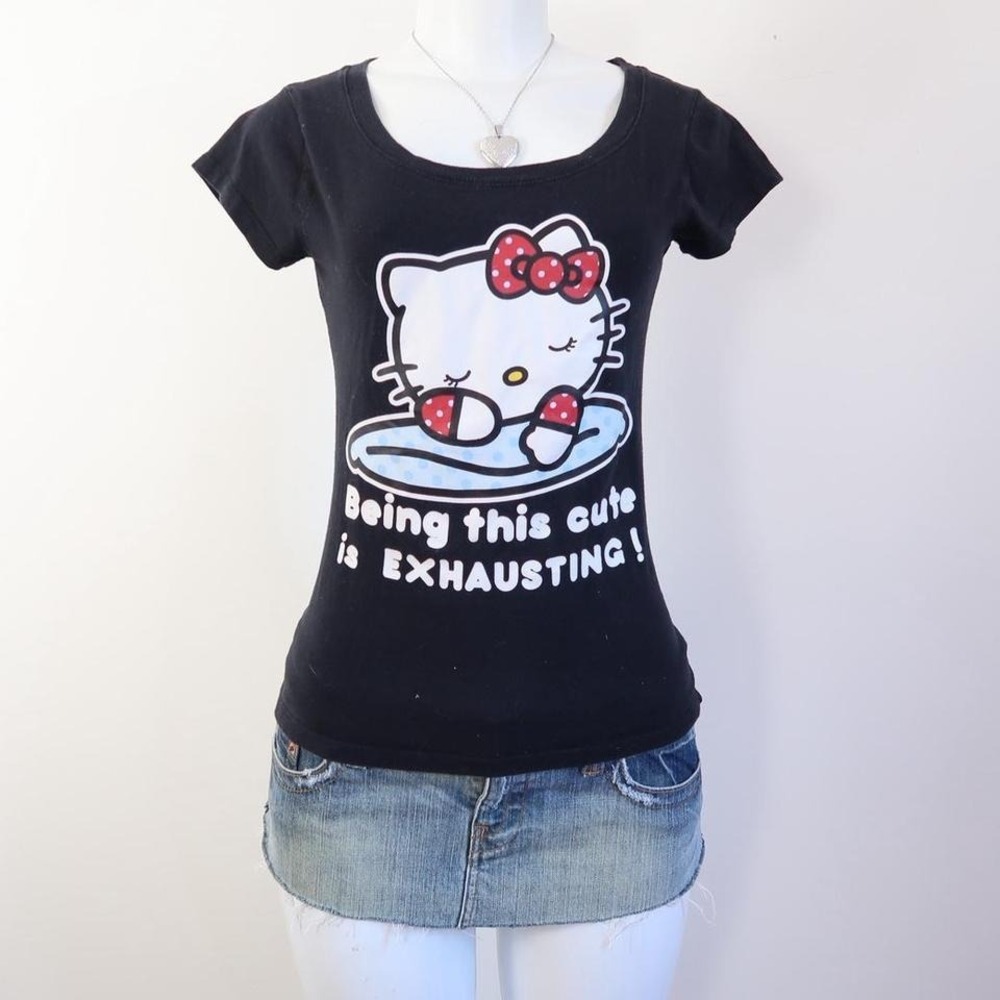 hello kitty baby tee black graphic sanrio y2k top